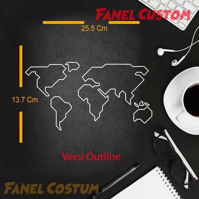 Gambar STIKER MAP WORLD CUTTING STICKER PETA DUNIA LAPTOP MOBIL - OUTLINE, Hitam dari Fanel Custom undefined Tokopedia