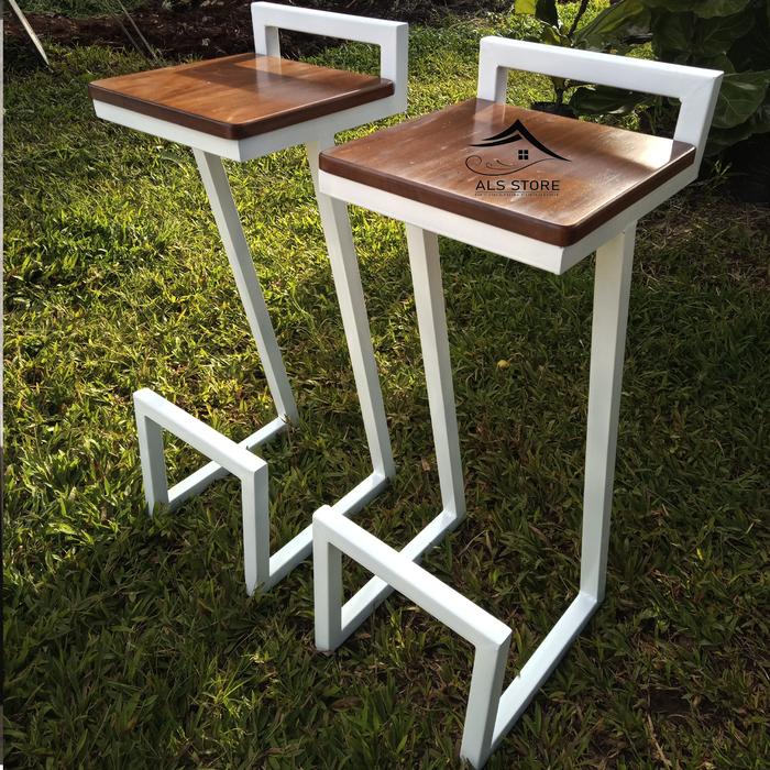 Gambar Kursi Bar Stool Kursi Cafe Kursi Makan Kitchen Set Serbaguna Minimalis - Putih, Tinggi 70cm dari Cilee Store undefined Tokopedia