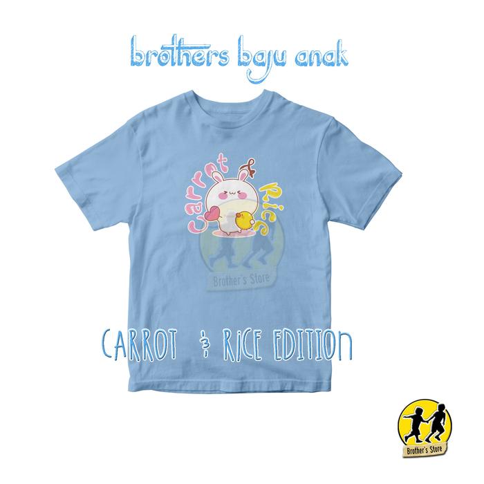 Gambar Baju Kaos Anak Katun Combed Premium Lengan Pendek CARROT AND RICE - SKY BLUE, S dari Brothers Store Baju Anak undefined 5 Tokopedia