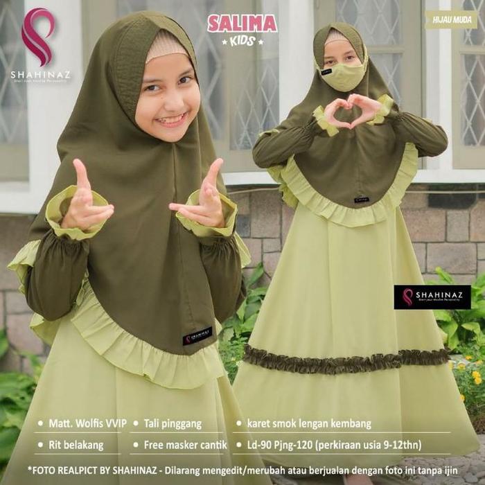 Gambar GAMIS ANAK Salima Kids ORI BY SHAHINAZ - Hijau muda, All Size dari AsdocH undefined Tokopedia
