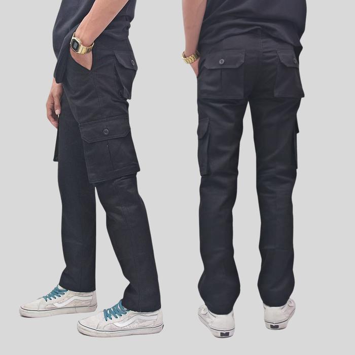 Gambar Celana Cargo Panjang Pria Hijau Army Premium Kanvas Original Slimfit - Hitam, L dari wintertone undefined Tokopedia
