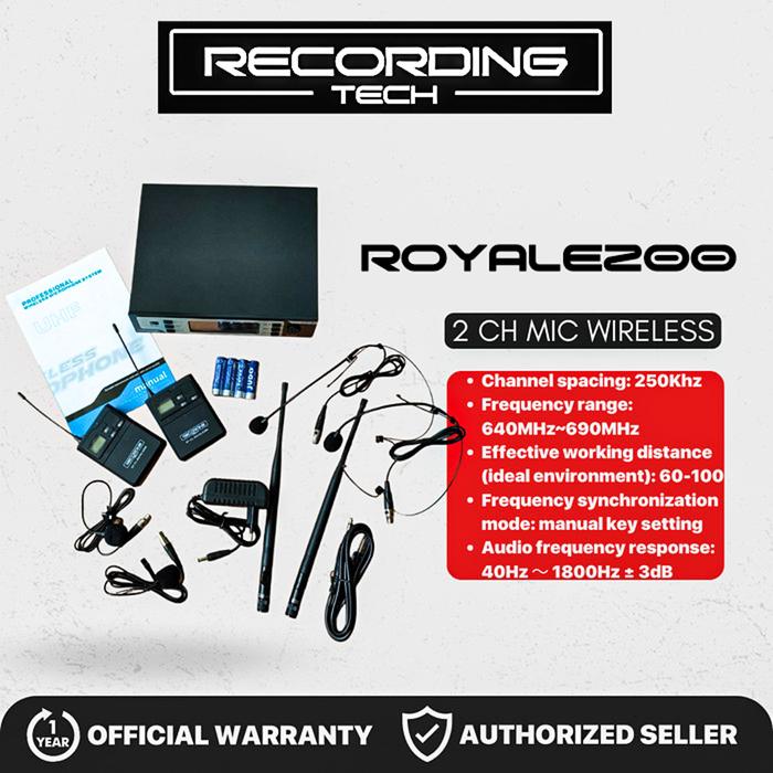 Tech Royale Jual MIC WIRELESS UHF RT ROYALE200 RECORDING TECH ROYALE 200 UTK ...