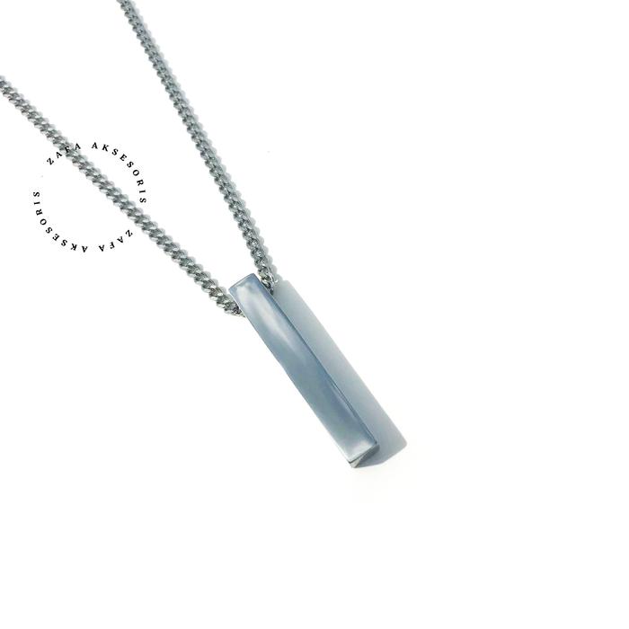 Gambar Zafa Kalung Pria Titanium Liontin Balok Anti Karat - Cuban zs x Yuma - Silver, 60cm dari Zafa Aksesoris ID undefined Tokopedia