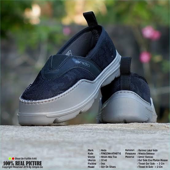 Gambar sepatu slip on by ANDO/ANDO SLIP ON FINEENA - HITAM ABU, 38 dari 4KstoreID undefined Tokopedia