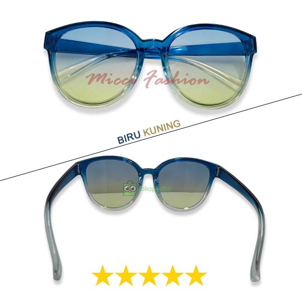 Gambar Kacamata Hitam Fashion Unisex Lensa Gradasi UV 400 Sunglasses Oversize - Biru Kuning dari Micci Fashion undefined Tokopedia