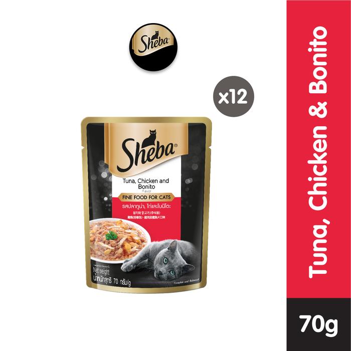 Gambar Sheba Pouch Makanan Kucing Basah 70gr - isi 12 - Tuna Bonito dari Whiskas Indonesia undefined Tokopedia