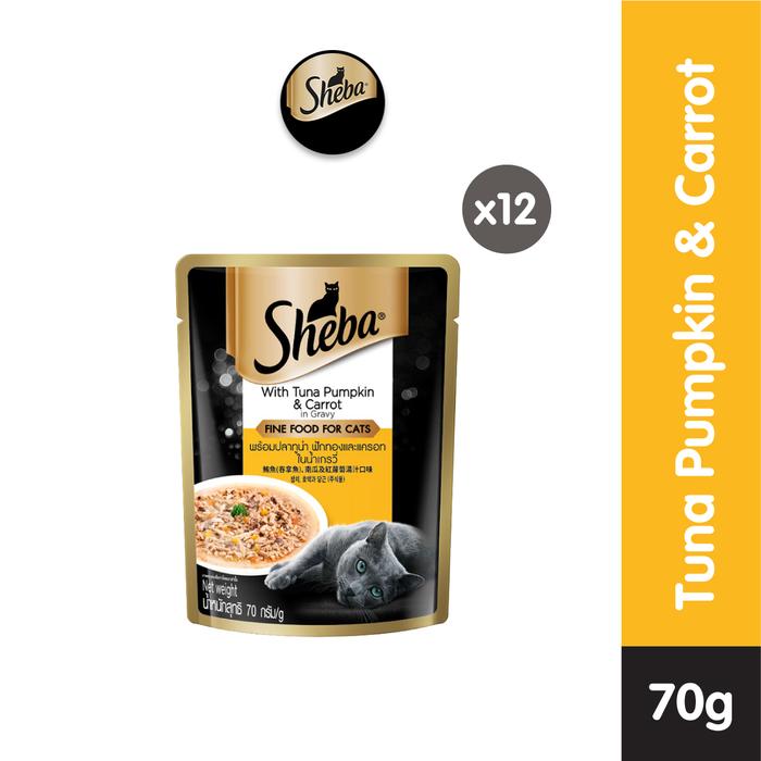 Gambar Sheba Pouch Makanan Kucing Basah 70gr - isi 12 - Tuna Pumpkin dari Whiskas Indonesia undefined Tokopedia
