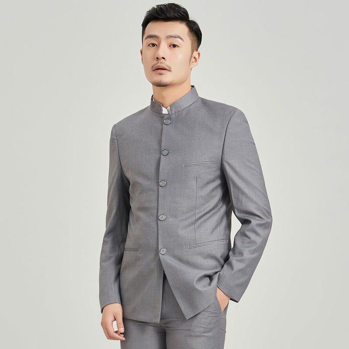 Gambar Jas Koko Pria Mandarin Premium Jasko Shanghai - Blazer Koko Modern - Abu, S dari idncolection undefined Tokopedia