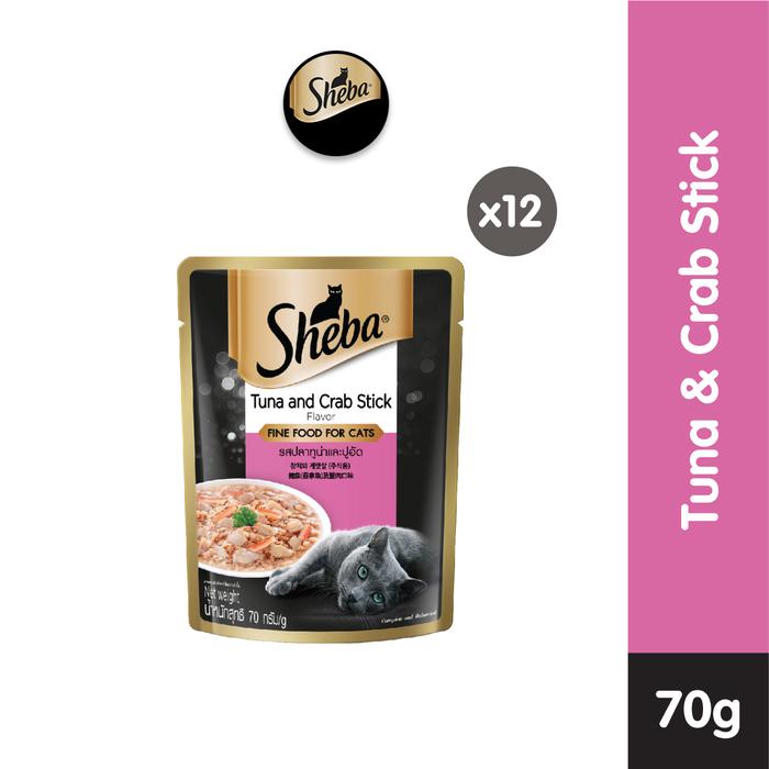 Gambar Sheba Pouch Makanan Kucing Basah 70gr - isi 12 - Tuna & Crab dari Whiskas Indonesia undefined Tokopedia