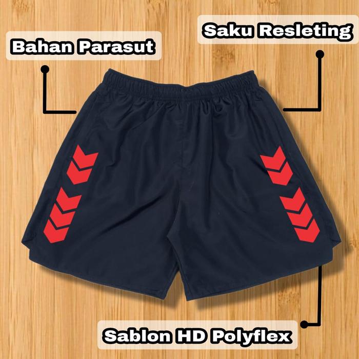 Gambar CELANA PENDEK PARASUT SAKU RESLETING UNISEX OLAHRAGA PRIA WANITA - PANAH MERAH, HITAM - L dari SPORTSTAR undefined Tokopedia