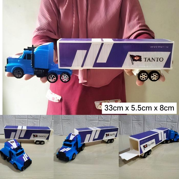 Gambar Mainan Truk Kontainer Peti Kemas Biru Jalan tanpa Baterai -Truck Kurir - Kurir A (Tarik) dari A.R.A.F.A undefined Tokopedia