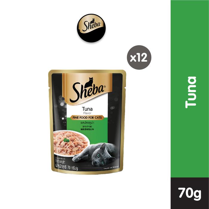 Gambar Sheba Pouch Makanan Kucing Basah 70gr - isi 12 - Tuna dari Whiskas Indonesia undefined Tokopedia