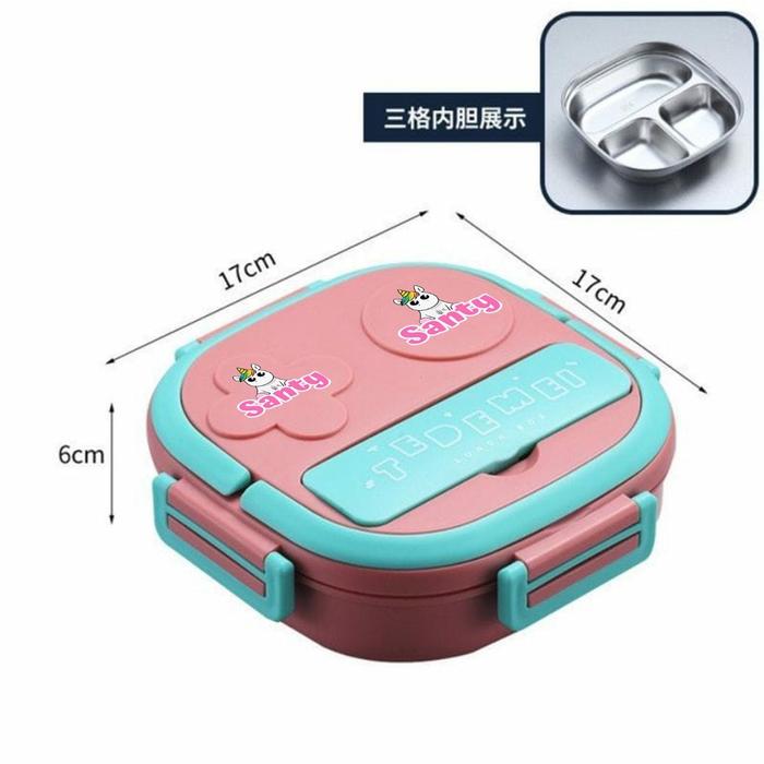 Gambar KOTAK MAKANA ANAK STAINLES / KIDS LUNCH BOX CUSTOM / KOTAK MAKAN CUSTO - PINK CUSTOM dari We Print Mahakarya_NEW undefined Tokopedia
