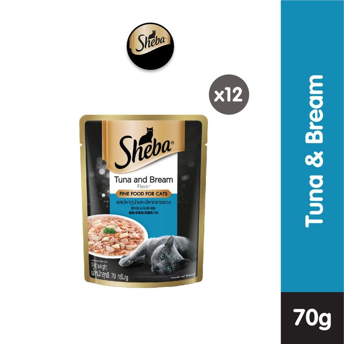 Gambar Sheba Pouch Makanan Kucing Basah 70gr - isi 12 - Tuna & Bream dari Whiskas Indonesia undefined Tokopedia