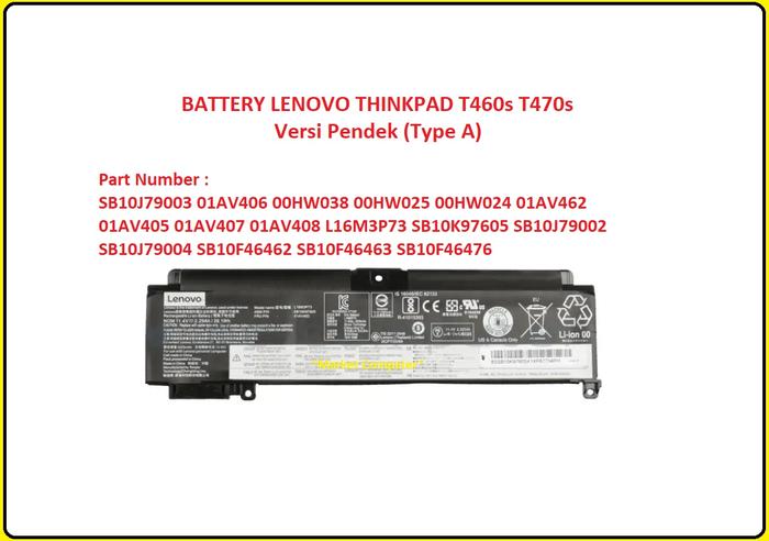 27Wh 01AV406 01AV408 Batterij voor Lenovo ThinkPad T460S T470S 00HW024 00HW025 00HW038 01AV405 01AV407 01AV462 L16M3P73 SB10J79002 SB10J79003 SB10J79004 SB10K97605 SB10F46462 SB10F46463 SB10F46476
