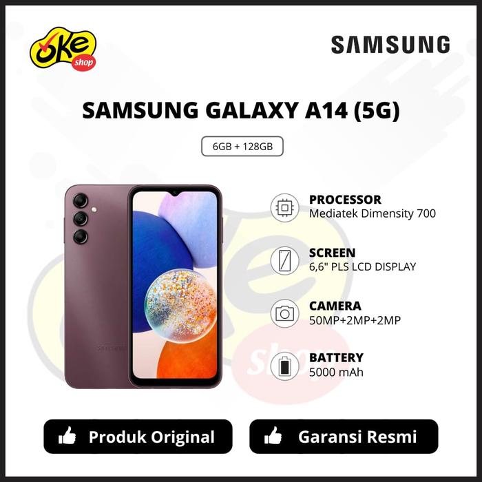 Gambar Samsung Galaxy A14 5G (6GB/128GB) Garansi resmi SEIN - DARK RED dari Samsung Store Tunjungan Plaza 4 Surabaya undefined Tokopedia