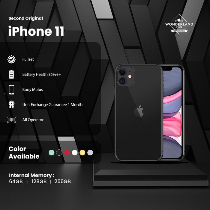 Gambar Second iPhone 11 128GB, Fullset Original, Gransi Apple, Mulus Like New - Black dari Wonderland Store undefined Tokopedia