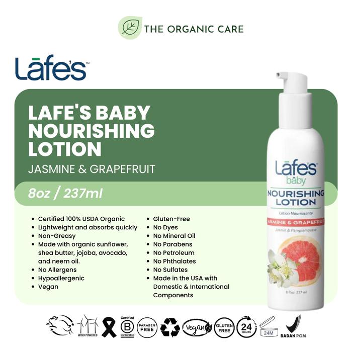 Gambar LAFES ORGANIC BABY LOTION tdk lengket Kulit sensitif VEGAN GLUTEN FREE - jasmine grapefr dari Organic Care Co undefined Tokopedia