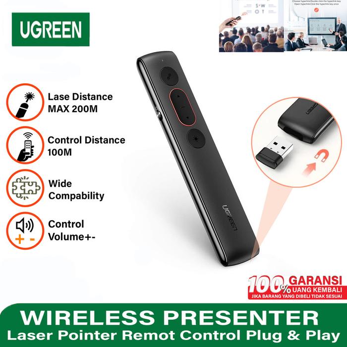 Gambar Ugreen Laser Pointer Remote Control Presenter Wireless Volume - Hitam dari Best Tekno Store undefined Tokopedia