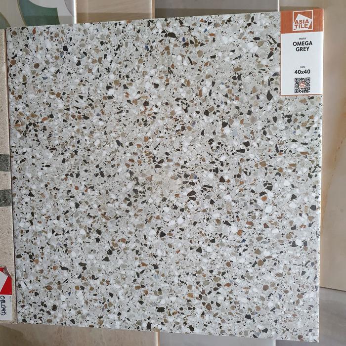 Gambar keramik lantai terrazo garasi kamar mandi batu kasar asia 40x40 OMEGA - OMEGA GREY dari hommyjogja undefined Tokopedia