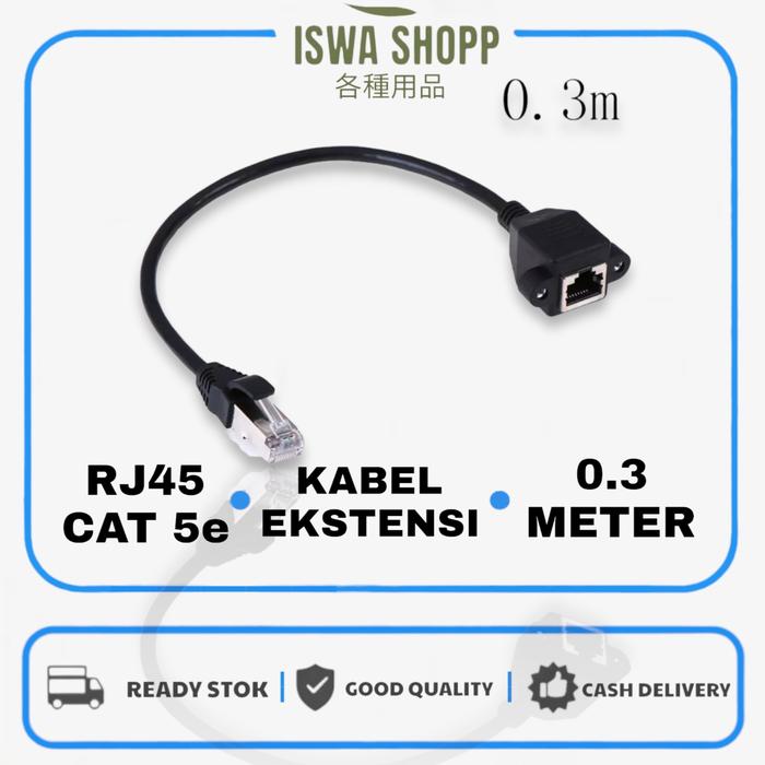Gambar Rj45 Male To Female Cable Adapter Panel Chasis Sasis UTP LAN Cat 5e - 0.3 m dari Iswashopp undefined Tokopedia
