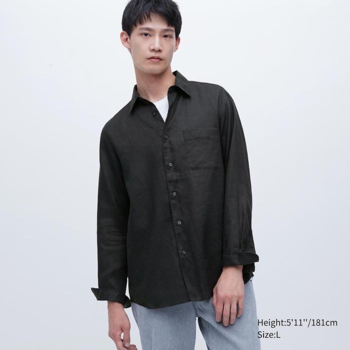 Gambar Kemeja Uniqlo basic original store kemeja pria - Hitam, L dari DroidOne undefined Tokopedia
