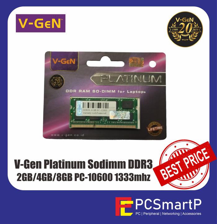 Jual Sodimm DDR3 1333Mhz PC-10600 2GB/4GB/8GB RAM Laptop/NB V-Gen