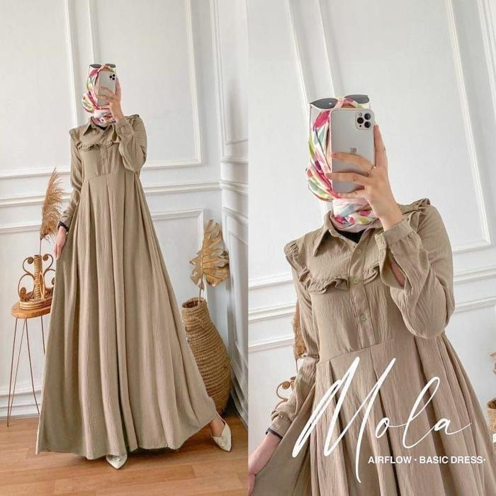 Gambar Mola Dress Wanita Kancing Aktif Airflow Crinkle - Coksu dari Tokogo.id undefined Tokopedia