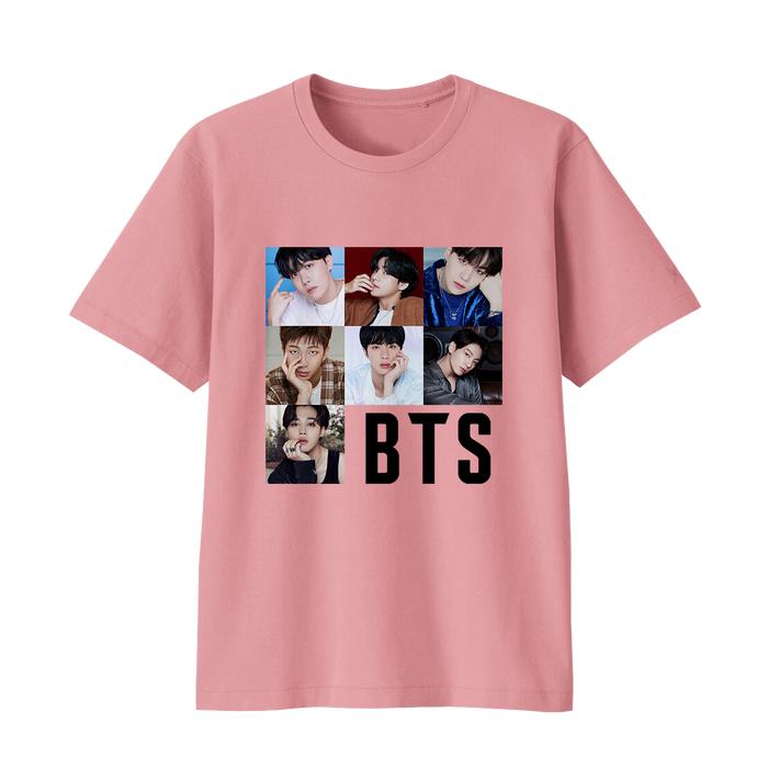 Gambar Baju Kaos Kpop BTS Size Remaja Sampai Dewasa Bigsize Bahan Katun 30s - BTSquare-Pink, Remaja 2XS dari Kaosnama undefined Tokopedia