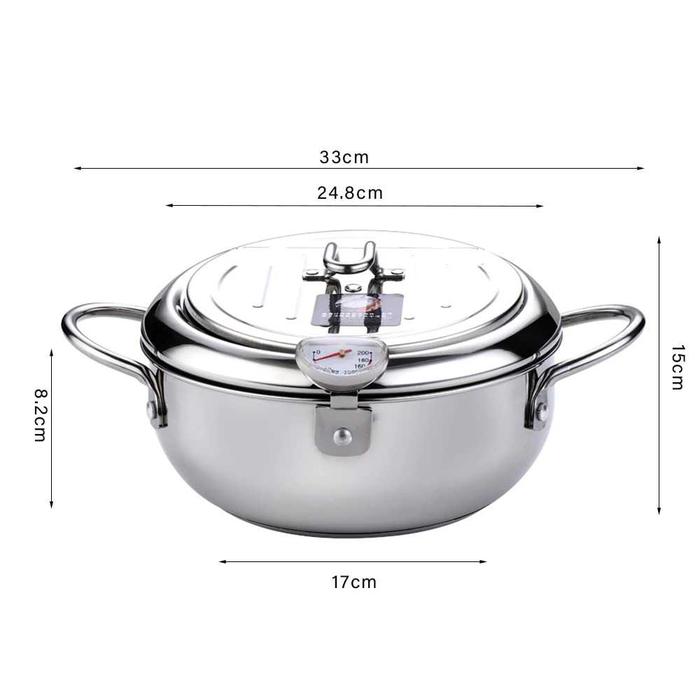 Gambar Wajan Penggorengan Stainless Termometer Panci Deep Fryer Pot - 24,8 CM dari Aufaa Mart undefined Tokopedia