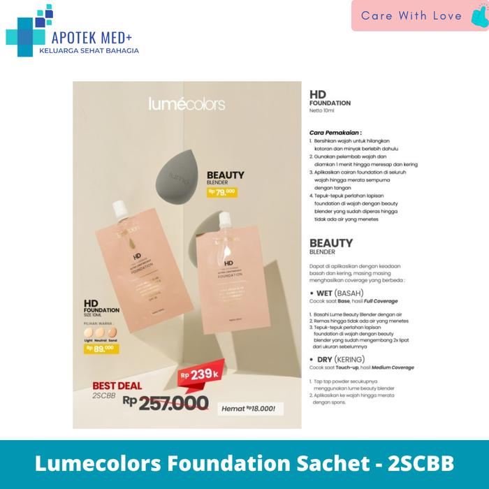 Gambar Lumecolors Foundation Sachet Neutral Light Sand 10ML HD Coverage - 2SCBB dari Apotek Med+ undefined Tokopedia