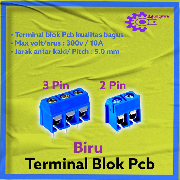 Gambar terminal blok pcb - Biru, 3 pin dari Agung Technic undefined Tokopedia