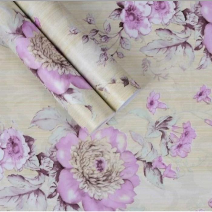 Gambar COD|| wallpaper dinding motif bunga ungu ruang tamu kamar - 2 dari KARYA WALLPAPER undefined 5 Tokopedia