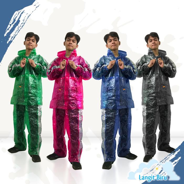 Gambar Jas Hujan Jaket Celana Elmondo Genesis 923 transparan Motor Karet asv dari Langit Biru undefined Tokopedia