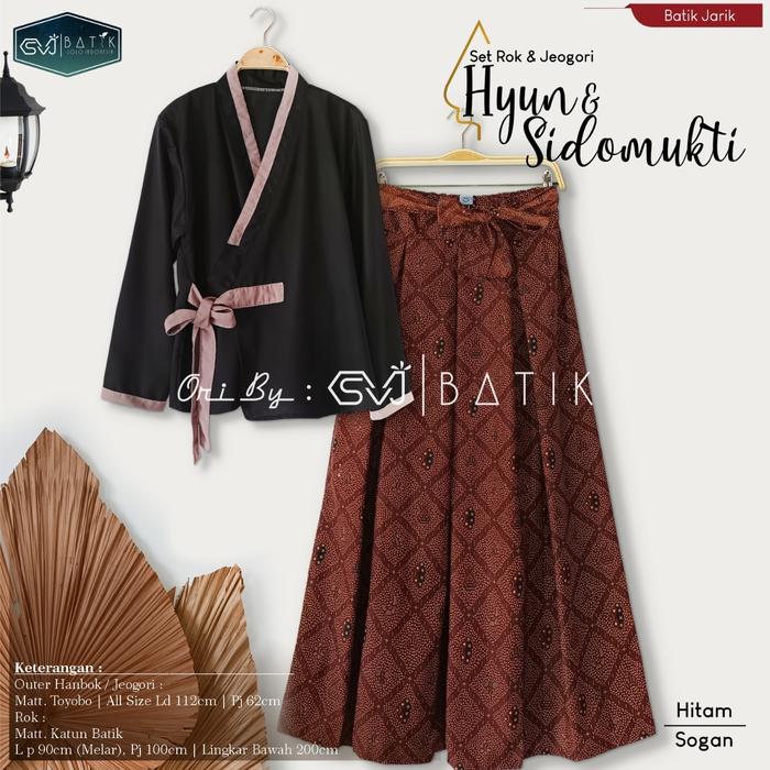 Gambar Setelan Outer Jeogori Hanbook Hyun Hitam Rok Batik Sidomukti Real Ori - Outer Hitam dari Hijab Syarqho undefined Tokopedia