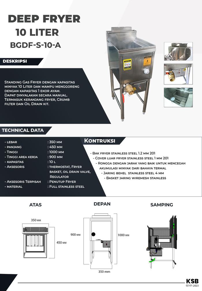 Gambar Gas Deep Fryer 30 Liter Stainless Steel - 10 Liter dari Bestindo undefined Tokopedia