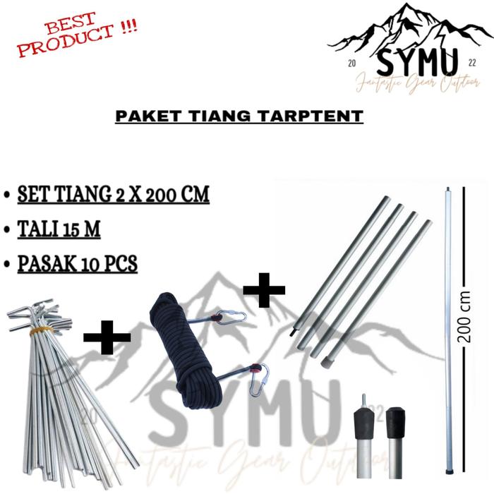 Gambar PROMO Paket Flysheet 4x6 Waterproof Tiang Pasak Tali Tenda Camping - Paket Tiang dari SYMUOUTDOOR undefined Tokopedia