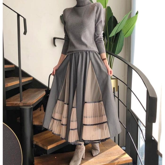 Gambar Rok tutu wanita import hk terbaru gemini long tutu skirt - Abu-abu dari Misss Nathalie Shopp undefined Tokopedia