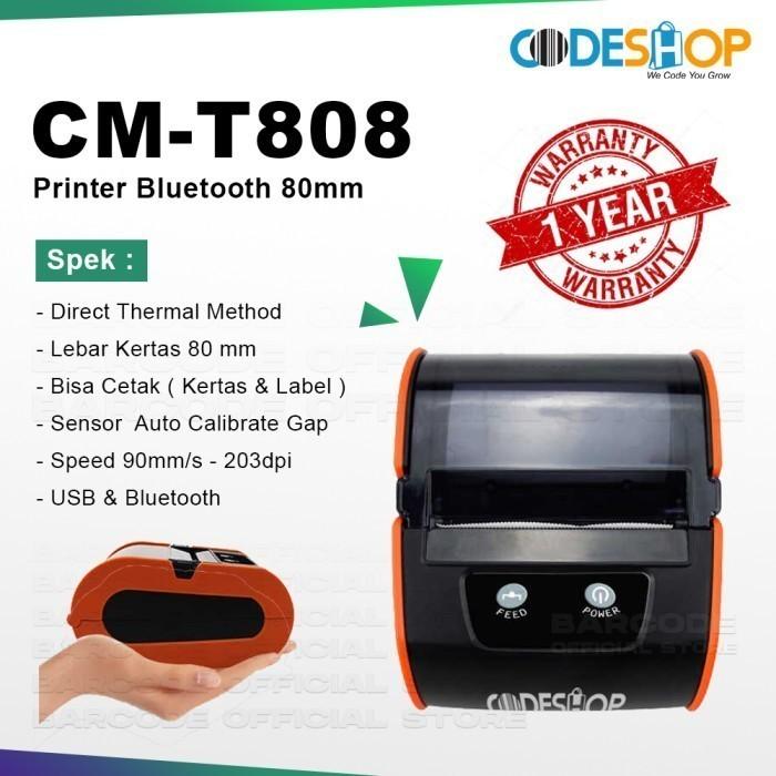 Gambar Printer Codeshop CM-T808 Cetak Resi Online Shop 80mm USB + Bluetooth - CM-T808 dari Barcode Store Solutions undefined Tokopedia
