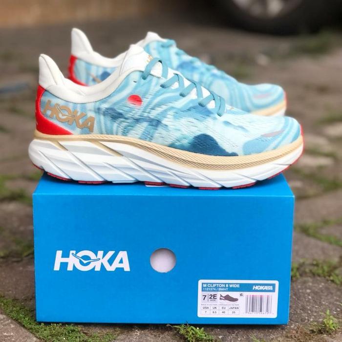 Gambar Sepatu Lari Pria Hoka One One Clifton 8 Wide Mens Road Running Shoes - Blue Japan, 43 dari Rumah Sepatu 07 undefined Tokopedia