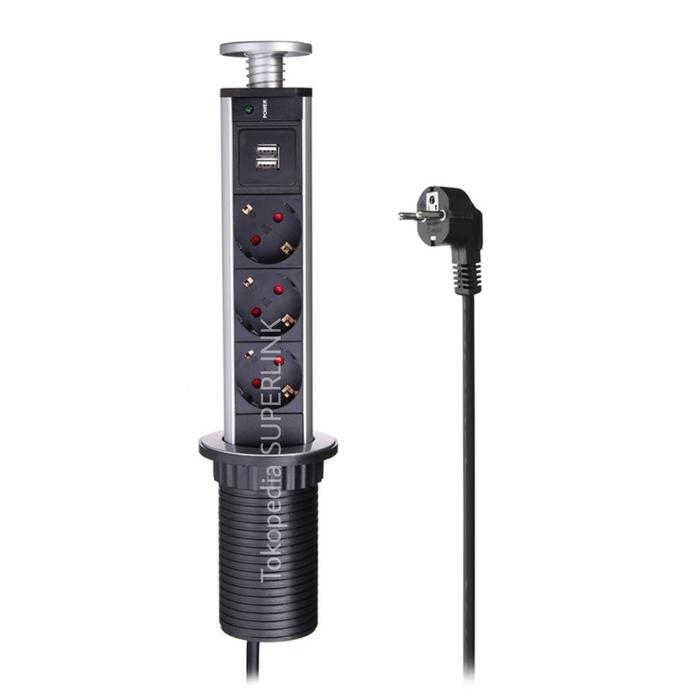 Gambar Colokan Tarik Tanam Colokan Extension Table Pop Up Socket Stop Kontak - 3 PORT dari SUPERLINK undefined Tokopedia