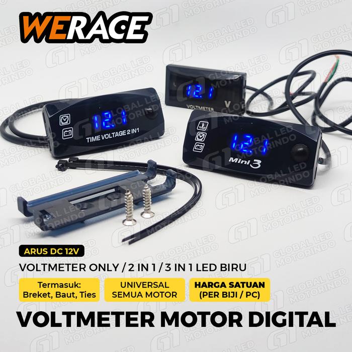 Gambar VOLTMETER MOTOR DIGITAL 2 IN 1 / 2IN1 VOLTASE DAN JAM 12V LED BIRU - 2IN1, Biru dari Vision Led Motor undefined Tokopedia