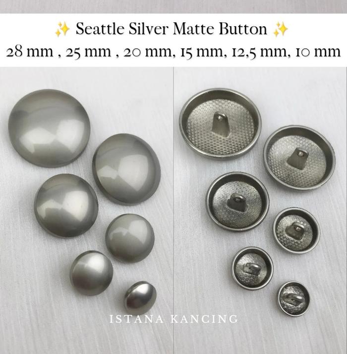 Gambar Kancing Metal Premium Kancing Jamur Seattle Fancy Button Besi Logam - Silver Matte, 10mm dari Istana Kancing undefined Tokopedia