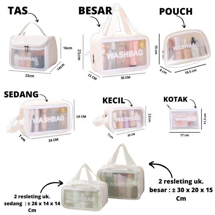Gambar GGT Tas Kosmetik Transparan WASHBAG Pouch Travel Make Up Bag Organizer - Putih, sleting 2 BSR dari Gudang Grosir Terlengkap undefined Tokopedia
