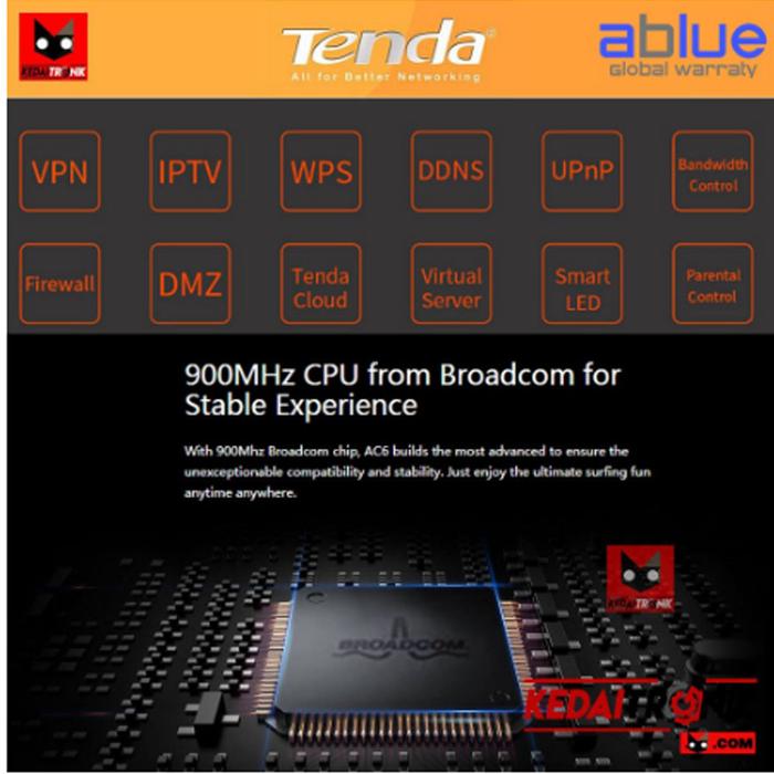 Jual Wall Killer Tenda Ac6 Ac1200 Dual Band Gigabit 3 In 1 Router ...