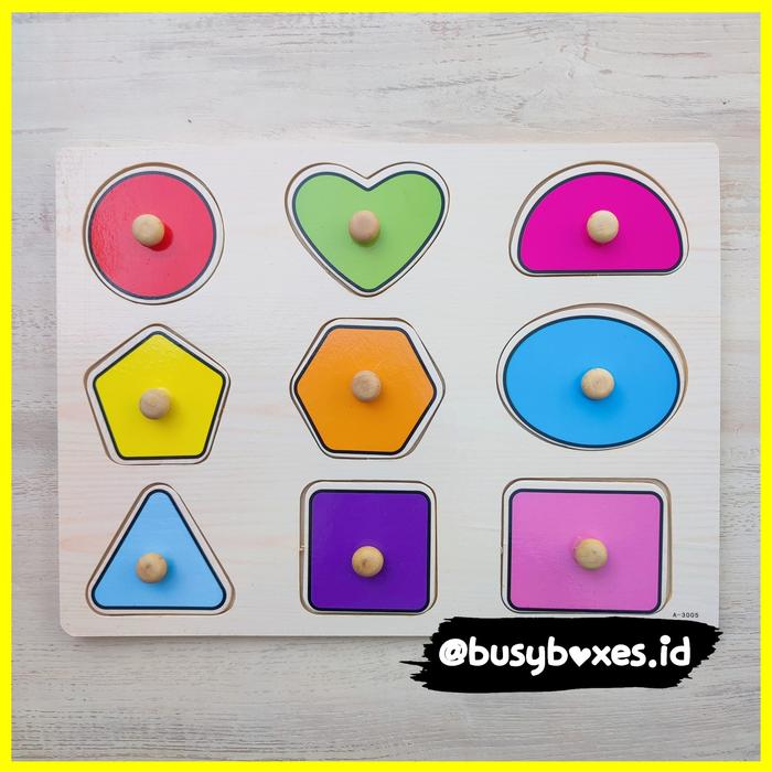 Gambar [busyboxes.id] Mainan Edukasi anak 2 tahun Puzzle Bentuk Dasar Kayu - knob 9 dari busyboxes undefined Tokopedia