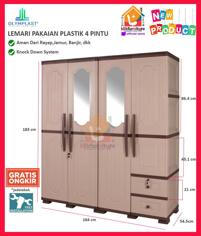 Gambar Lemari Pakaian Plastik 4 Pintu Olymplast OTC 4P Wood dari KLIKFURNITURE-ID undefined Tokopedia
