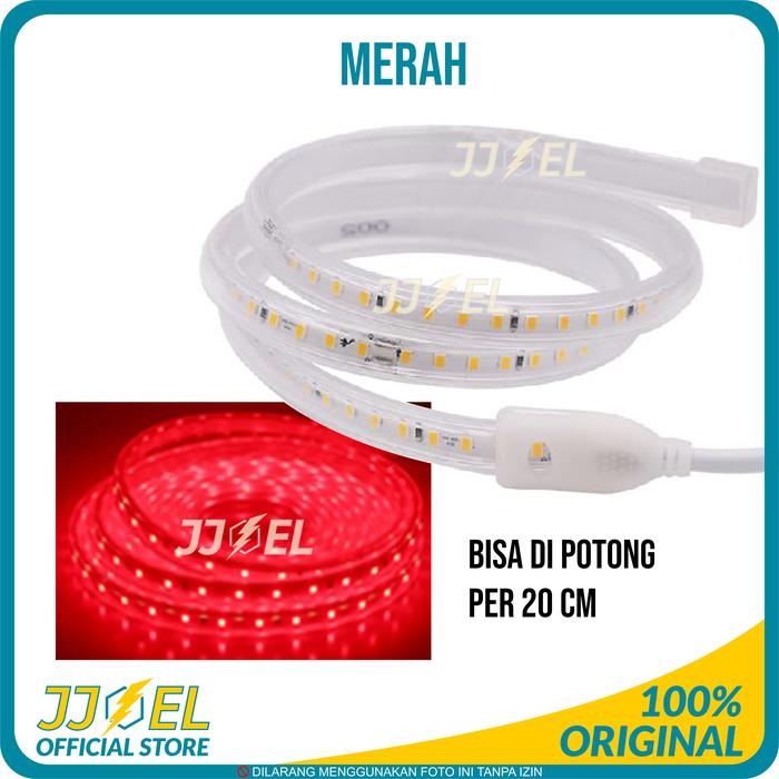 Gambar Paket Lampu LED Strip 1-10 Meter 220V Premium Tipe 2 Potong Per 20 cm - Merah, 8 Meter dari JJEL Official undefined Tokopedia