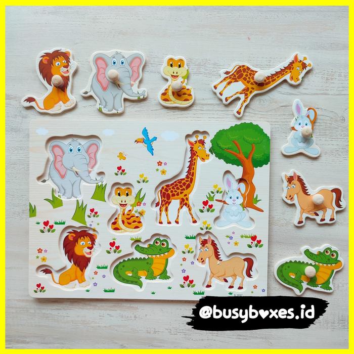 Gambar [busyboxes.id] mainan edukasi puzzle knob zoo animlas - buaya - buaya dari busyboxes undefined Tokopedia