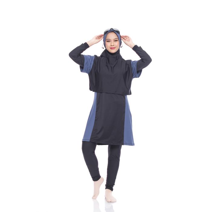 Gambar BAJU RENANG MUSLIMAH JUMBO DEWASA BAJU RENANG WANITA PAKAIAN RENANG 2 - Biru, M dari Ghaziyahswimwear undefined Tokopedia